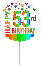Happy 53rd Birthday Rainbow Cupcake Decoration Topper Picks -12pk
