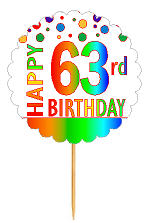 Happy 63rd Birthday Rainbow Cupcake Decoration Topper Picks -12pk