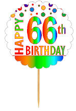 Happy 66th Birthday Rainbow Cupcake Decoration Topper Picks -12pk