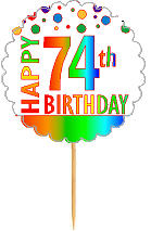 Happy 74th Birthday Rainbow Cupcake Decoration Topper Picks -12pk