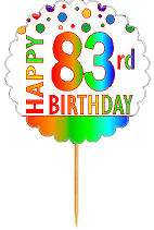 Happy 83rd Birthday Rainbow Cupcake Decoration Topper Picks -12pk