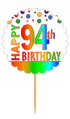 Happy 94th Birthday Rainbow Cupcake Decoration Topper Picks -12pk