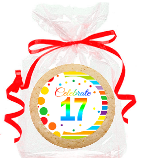 17th Birthday - Anniversary Rainbow Image Freshly Baked Party Favor - Gift Decorated Sugar Cookies - 12pk