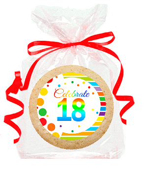 18th Birthday - Anniversary Rainbow Image Freshly Baked Party Favor - Gift Decorated Sugar Cookies - 12pk