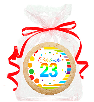 23rd Birthday - Anniversary Rainbow Image Freshly Baked Party Favor - Gift Decorated Sugar Cookies - 12pk