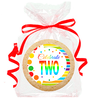 2nd Birthday - Anniversary Rainbow Image Freshly Baked Party Favor - Gift Decorated Sugar Cookies - 12pk