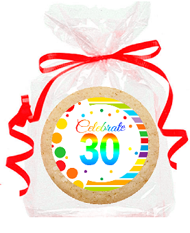 30th Birthday - Anniversary Rainbow Image Freshly Baked Party Favor - Gift Decorated Sugar Cookies - 12pk