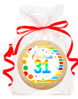 31st Birthday - Anniversary Rainbow Image Freshly Baked Party Favor - Gift Decorated Sugar Cookies - 12pk