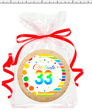 33rd Birthday - Anniversary Rainbow Image Freshly Baked Party Favor - Gift Decorated Sugar Cookies - 12pk