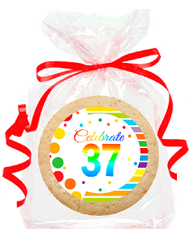 37th Birthday - Anniversary Rainbow Image Freshly Baked Party Favor - Gift Decorated Sugar Cookies - 12pk