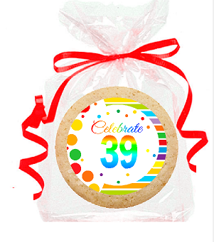 39th Birthday - Anniversary Rainbow Image Freshly Baked Party Favor - Gift Decorated Sugar Cookies - 12pk