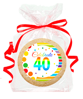 40th Birthday - Anniversary Rainbow Image Freshly Baked Party Favor - Gift Decorated Sugar Cookies - 12pk
