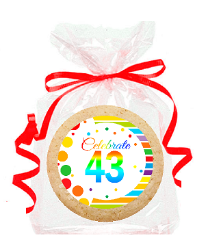 43rd Birthday - Anniversary Rainbow Image Freshly Baked Party Favor - Gift Decorated Sugar Cookies - 12pk
