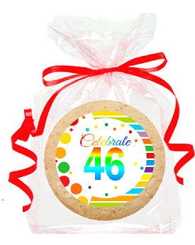 46th Birthday - Anniversary Rainbow Image Freshly Baked Party Favor - Gift Decorated Sugar Cookies - 12pk