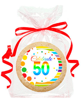 50th Birthday - Anniversary Rainbow Image Freshly Baked Party Favor - Gift Decorated Sugar Cookies - 12pk