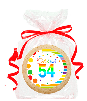 54th Birthday - Anniversary Rainbow Image Freshly Baked Party Favor - Gift Decorated Sugar Cookies - 12pk