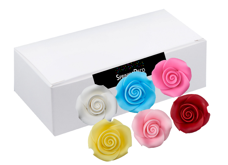 Multi Color Edible Sugar  Roses Cake-Cupcake Decorations -6ct