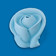 Pastel Blue Side Rose - Medium Royal Icing Cake-Cupcake Decorations 12 Ct