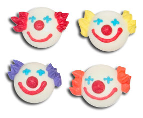 Small Clown Faces Asst. Royal Icing Cake-Cupcake Decorations 12 Ct