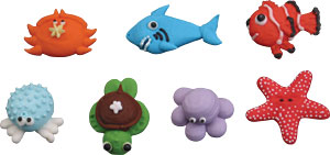 Sea Critters Assortment Royal Icing Cake-Cupcake Decorations 12 Ct