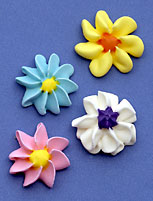 Assorted Flowers 1-1-2" Royal Icing Cake-Cupcake Decorations 12 Ct