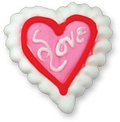 White Heart W-"Love"Royal Icing Cake-Cupcake Decorations 12 Ct