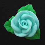 Blue Rose W-3 Leaves Royal Icing Cake-Cupcake Decorations 12 Ct