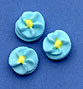 Blue Button Flowers-Yellow Center Royal Icing Cake-Cupcake Decorations 12 Ct