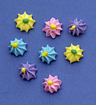 Assorted Flowers (Twist) Royal Icing Cake-Cupcake Decorations 12 Ct