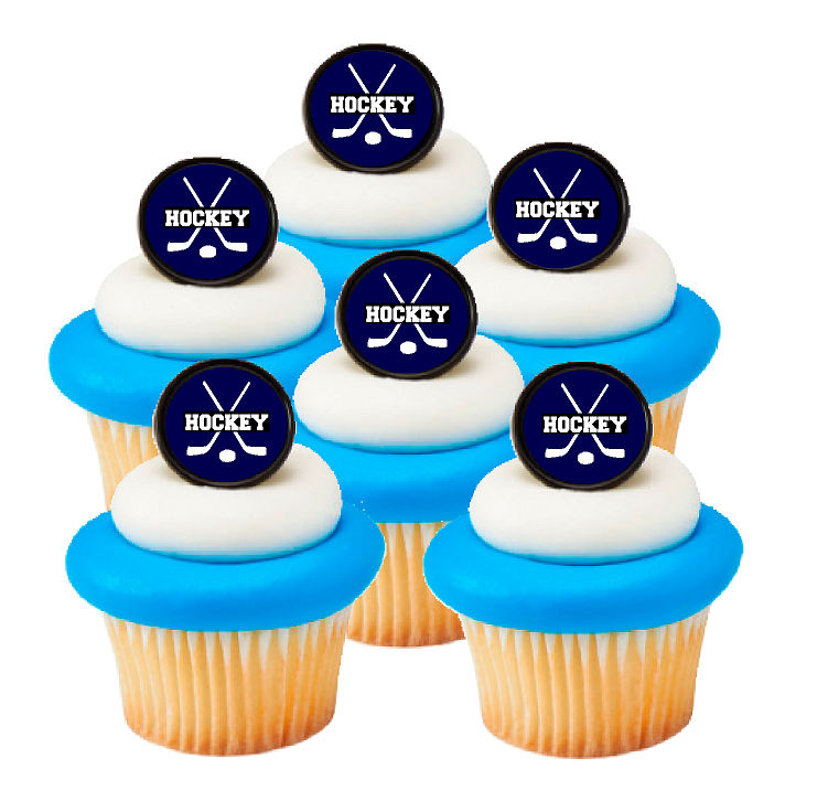 Hockey Easy Toppers Cupcake Decoration Rings -12pk