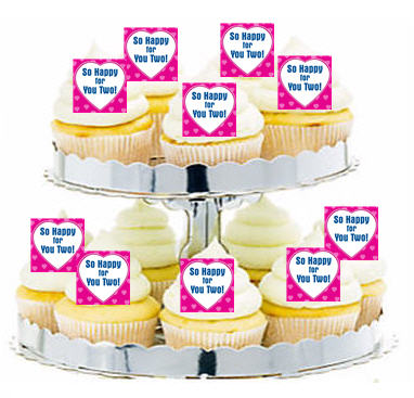 24ct Heart So Happy For the Two Of You Cupcake  Decoration Toppers - Picks