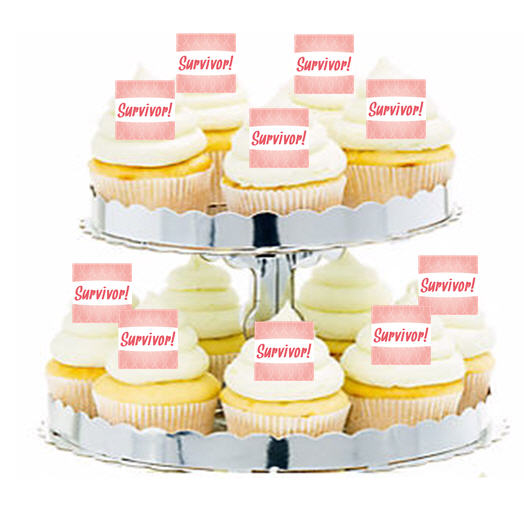 24ct Breast Cancer Survivor! Cupcake  Decoration Toppers - Picks