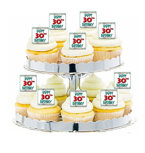 24ct Happy 30th Birthday Cupcake  Decoration Toppers - Picks