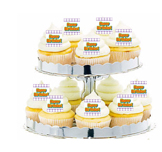 24ct Happy Birthday Diamond Celebration Cupcake  Decoration Toppers - Picks