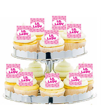 24ct Happy Birthday Baby SHower Lil Lady Cupcake  Decoration Toppers - Picks