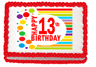 Happy 13th Birthday Edible PEEL N STICK Frosting Photo Image Cake Decoration Topper