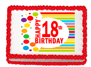 Happy 18th Birthday Edible PEEL N STICK Frosting Photo Image Cake Decoration Topper