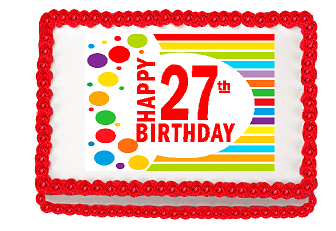 Happy 27th Birthday Edible PEEL N STICK Frosting Photo Image Cake Decoration Topper