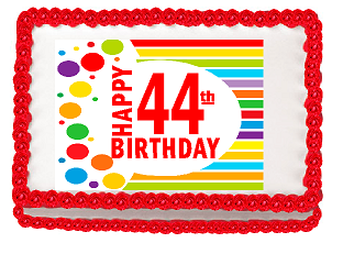 Happy 44th Birthday Edible PEEL N STICK Frosting Photo Image Cake Decoration Topper