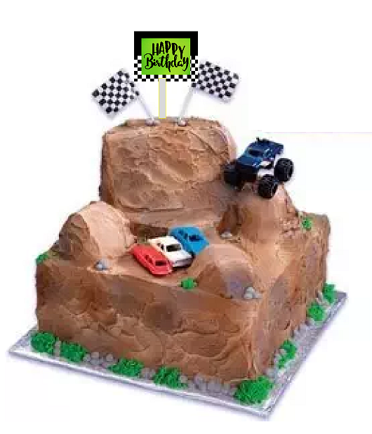 Monster Truck Cake Decoration Topper with Happy birthday Plaque