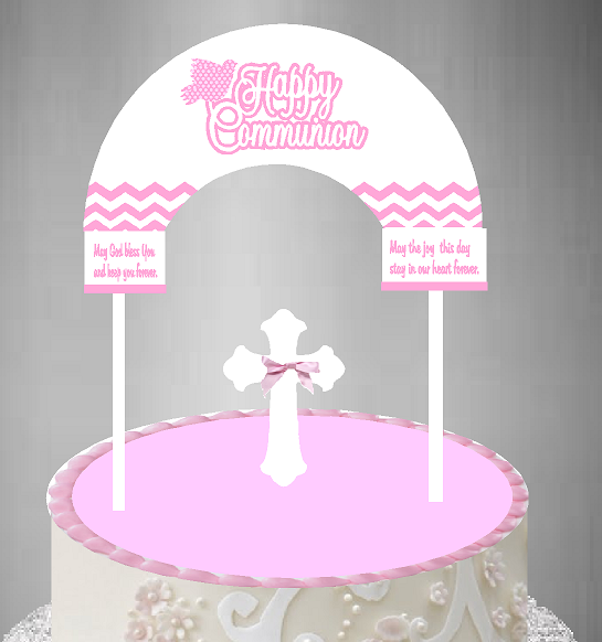 Cake Decoration Banner Decorating Topper Kit (Communion Pink)