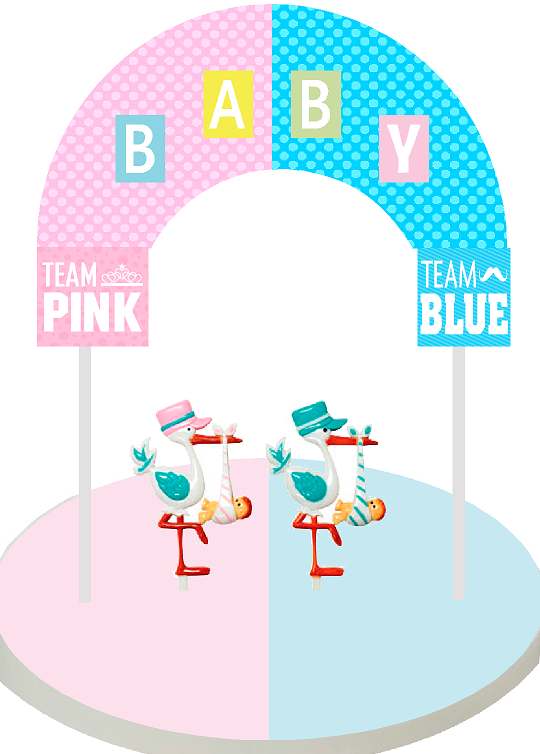 Gender Reveal Blue Stork Pink Stork Cake Decoration Banner Topper