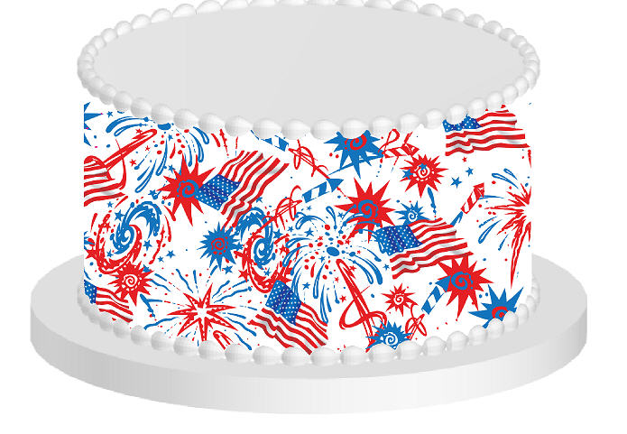 Patriotic Fireworks Edible Printed Cake Decoration Frosting Sheets