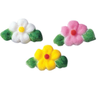 Leafed Flower Charms Edible Dessert Toppers Cake Cupcake Sugar Icing Decorations -24ct