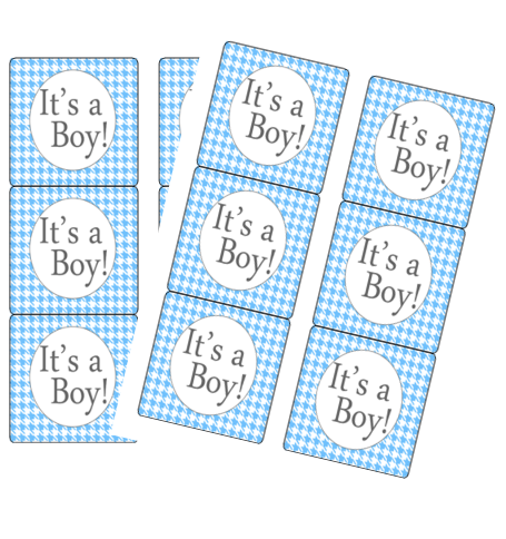 120ct Its a Boy Houndstooth Stickers