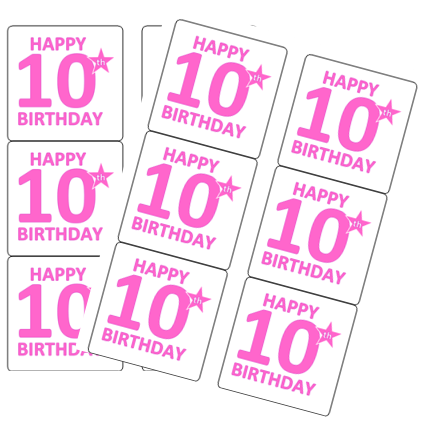 120ct Happy 10th Birthday Stickers