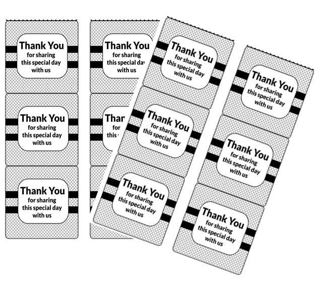 120ct Black and White Grid Thank Your For Sharing Stickers