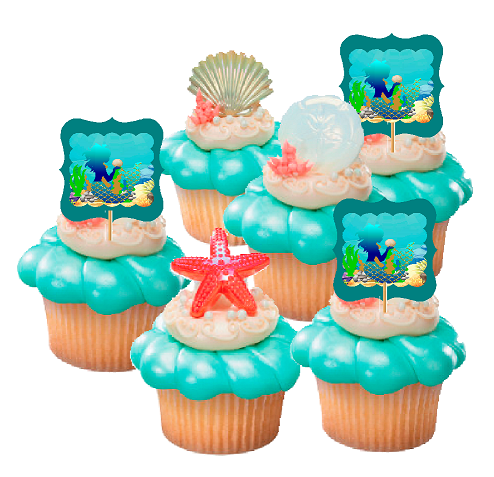 24pack Mermaid and SeaShells Cake Topper