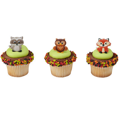 Woodland Animals Cupcake - Desert - Food Decoration Topper Rings 12ct