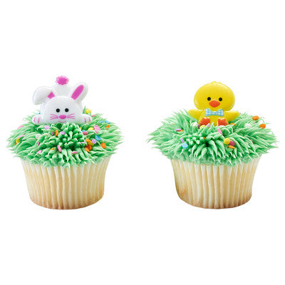 Duck and Bunny Cupcake - Desert - Food Decoration Topper Rings 12ct